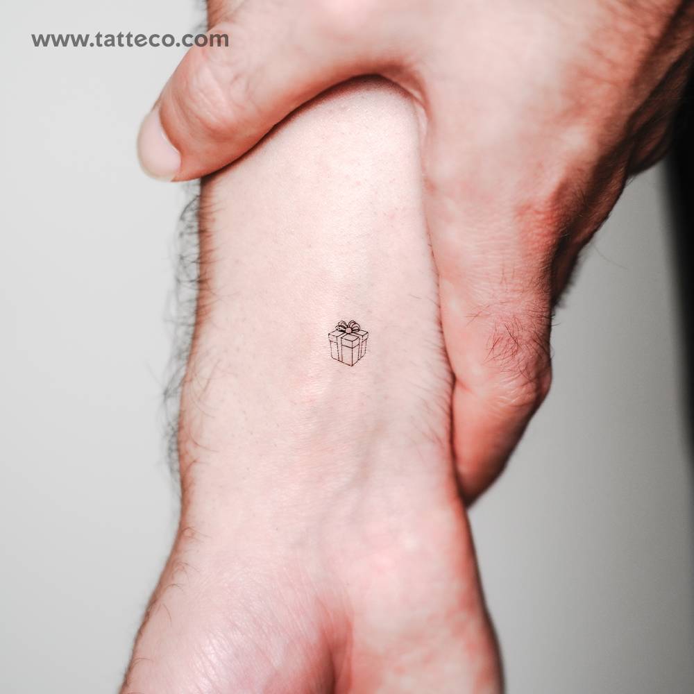 Tiny Gift Box Temporary Tattoo