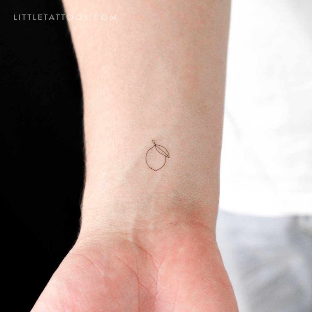 Tiny Single Line Lemon Temporary Tattoo