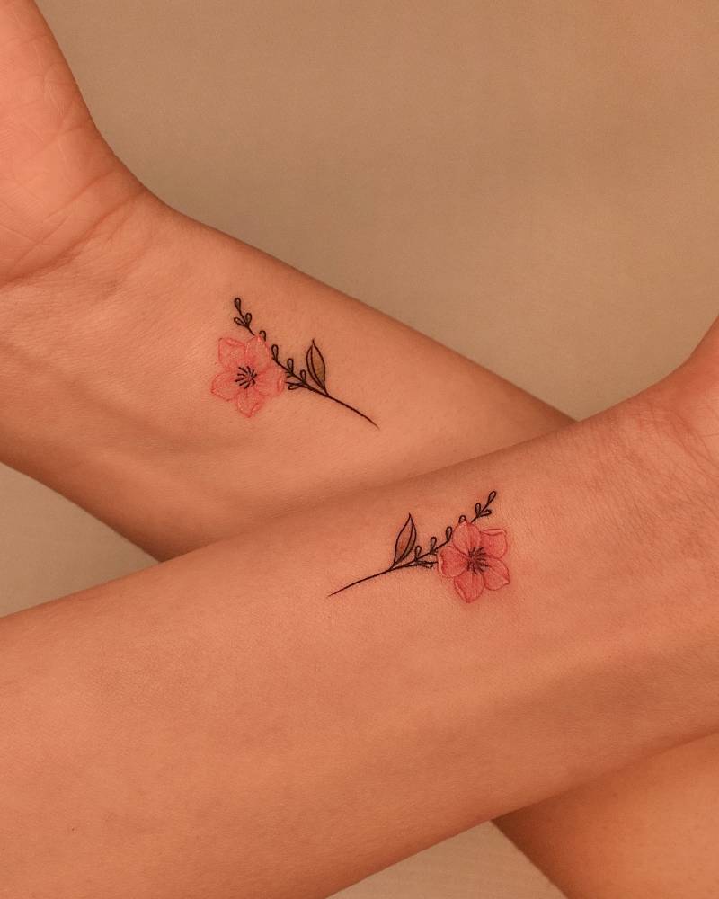Matching cherry blossom tattoo for best friends.