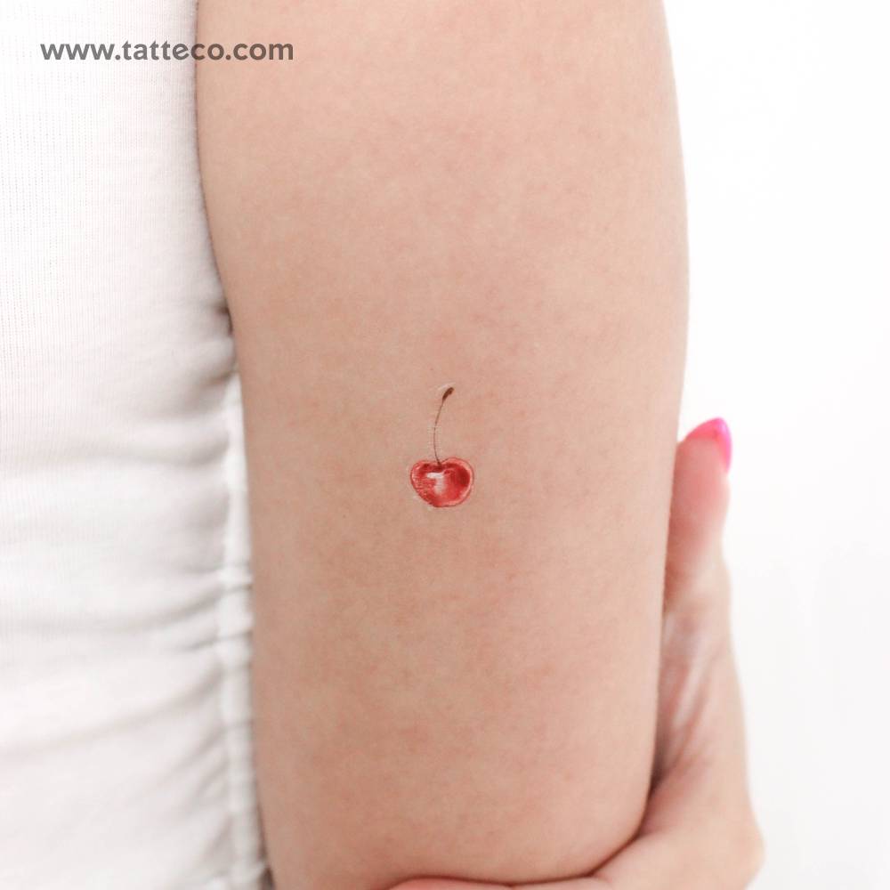 Watercolor Cherry Temporary Tattoo