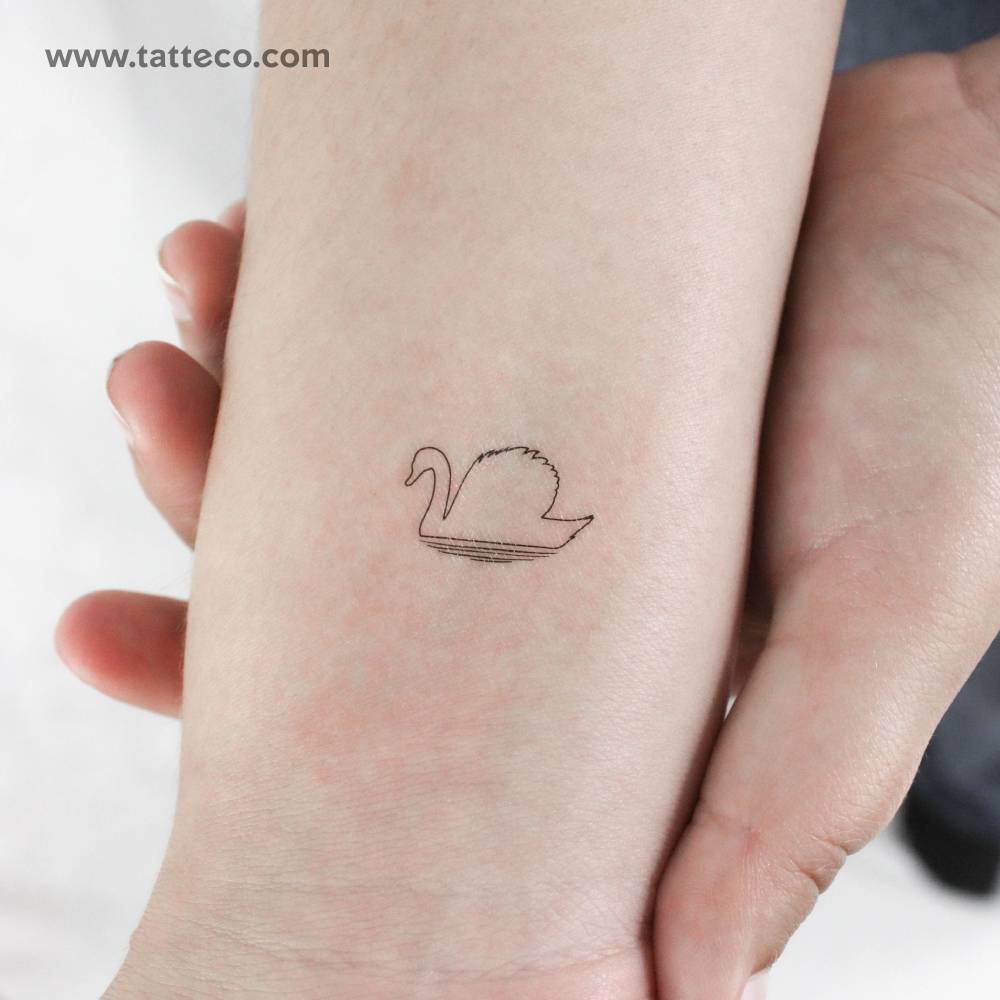 Swan Outline Temporary Tattoo