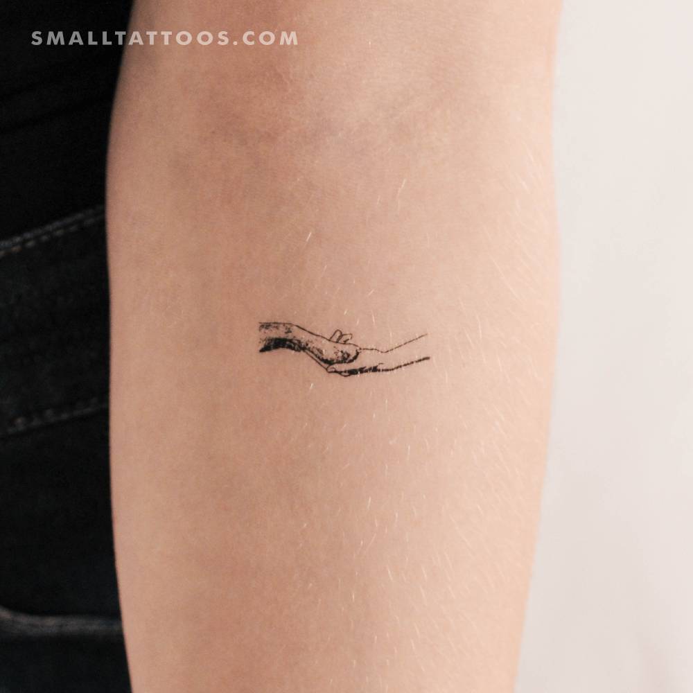 Hand and Dog Paw Handshake Temporary Tattoo