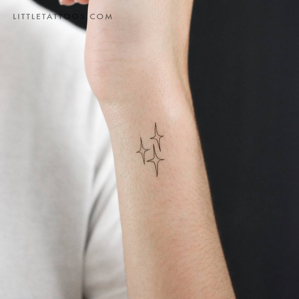 Three stars temporary tattoo in minimalistic style.
