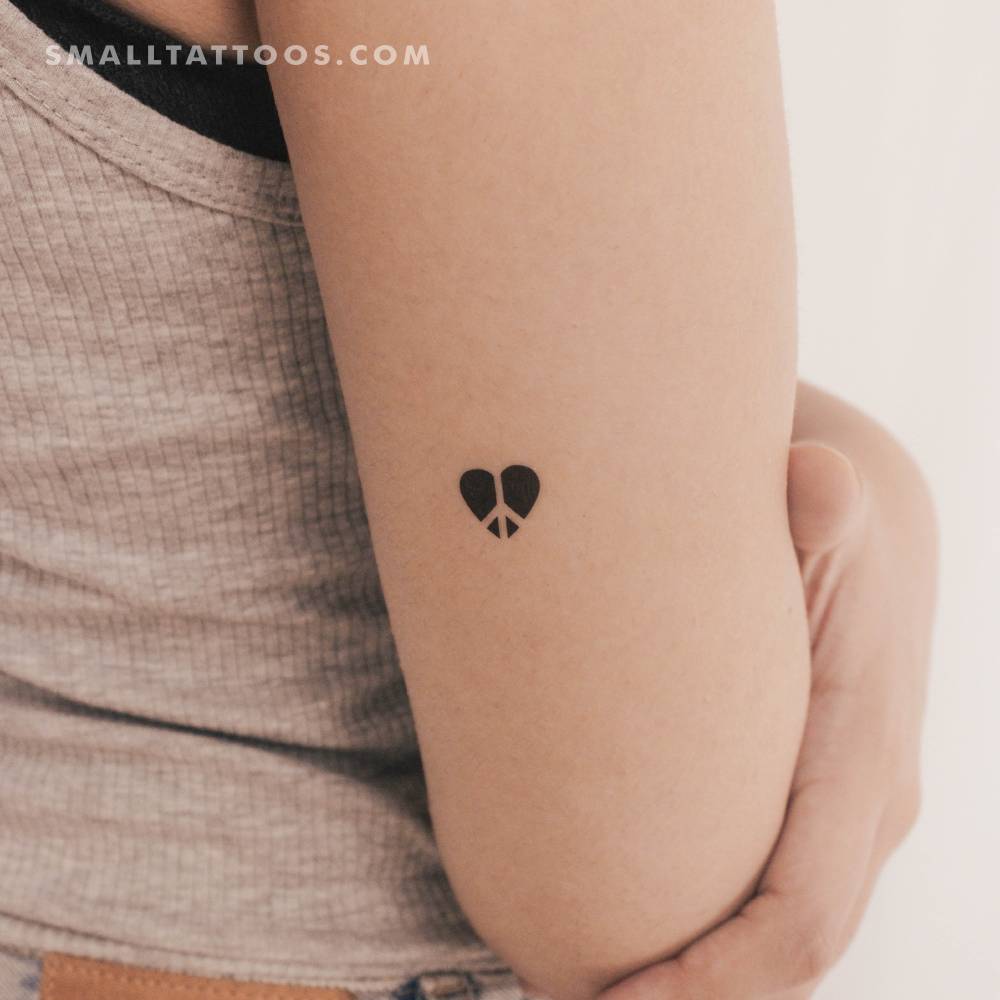 Negative space peace and love symbol temporary tattoo.