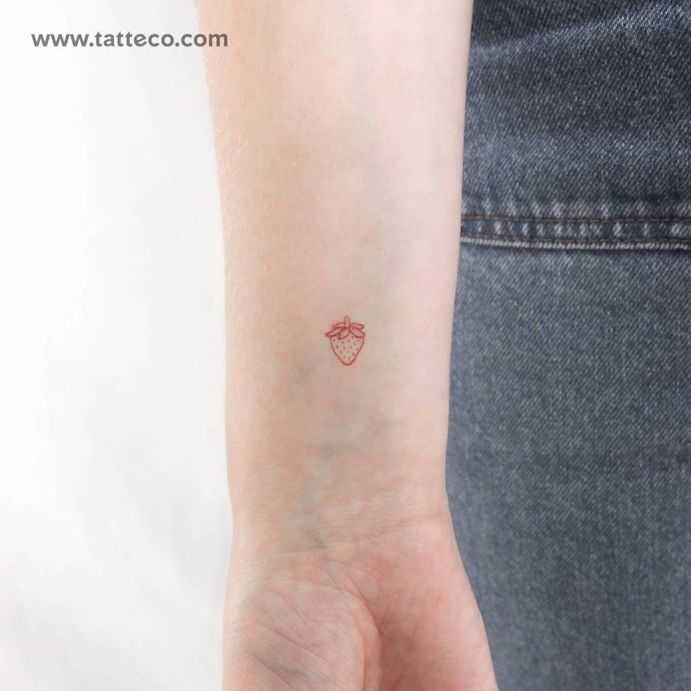 Tiny Red Strawberry Temporary Tattoo