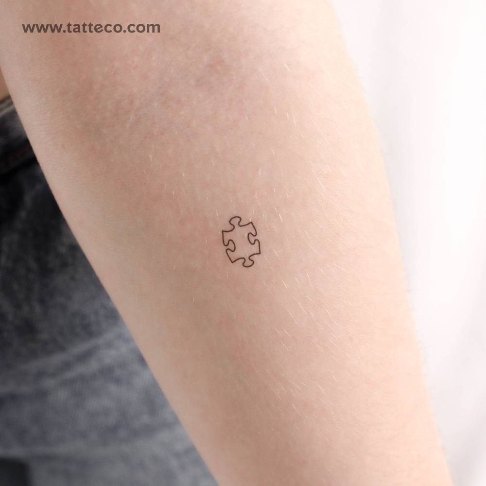 Tiny Fine Line Puzzle Piece Temporary Tattoo