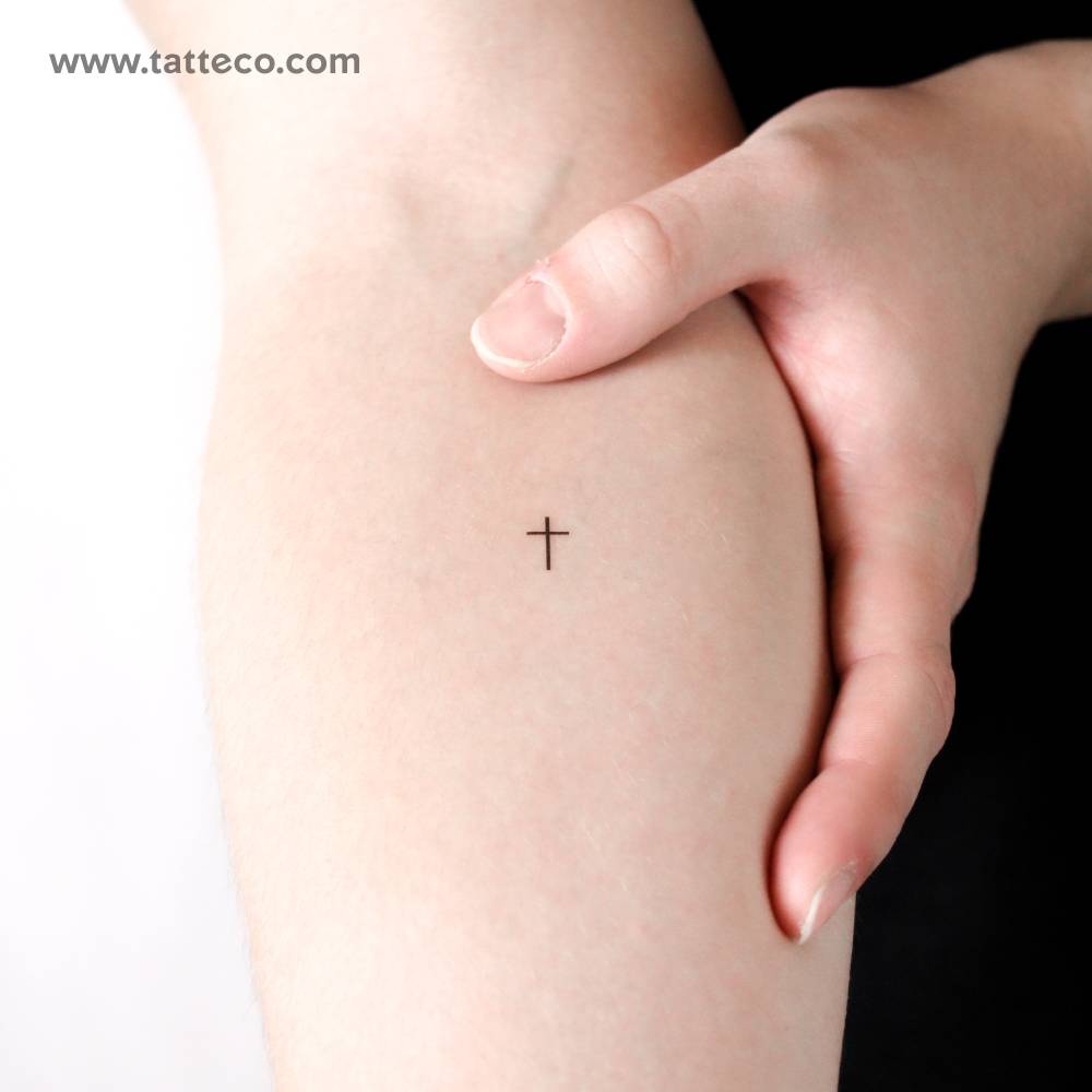Small Minimalist Cross Temporary Tattoo