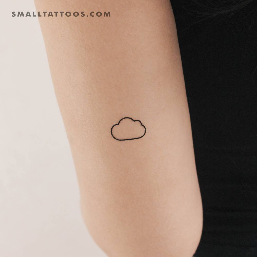 Cloud temporary tattoo in minimalistic style located on the tricep.