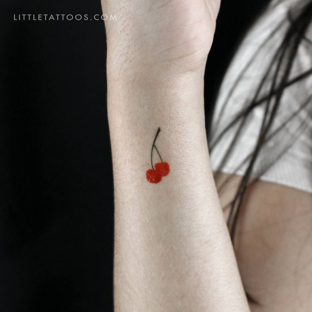 Cherry couple temporary tattoo by Zihee.