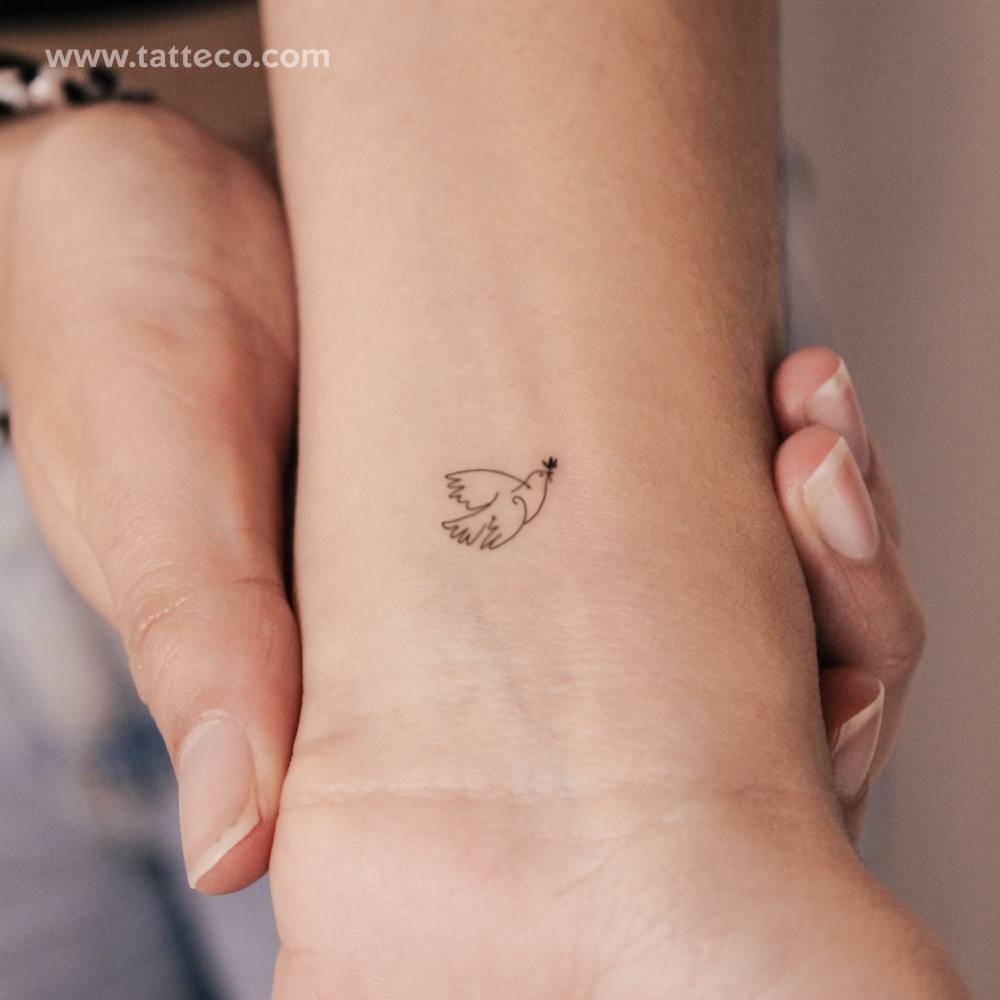 Tiny Dove Of Peace Semi-Permanent Tattoo