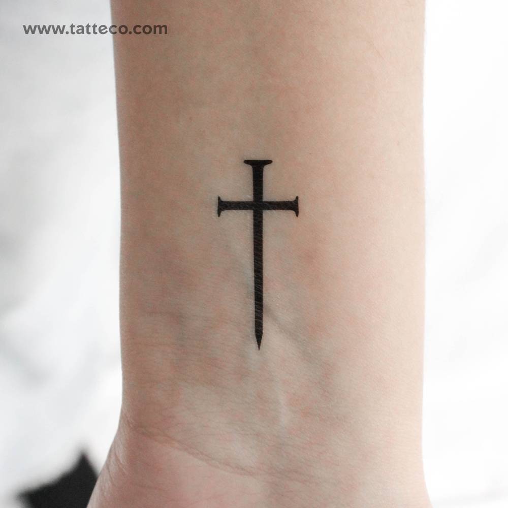 Small Cross Sword Temporary Tattoo