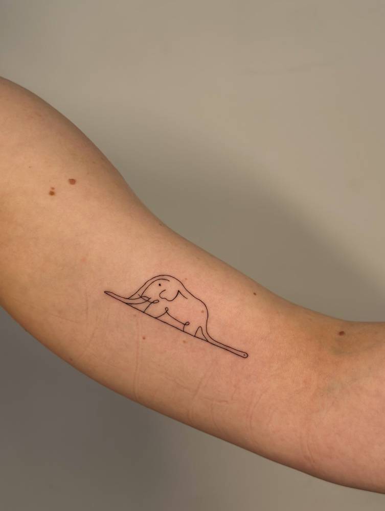 Elephant inside boa tattoo located on the inner arm.