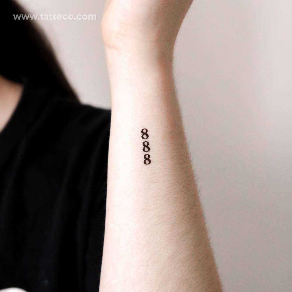 Vertical 888 Temporary Tattoo