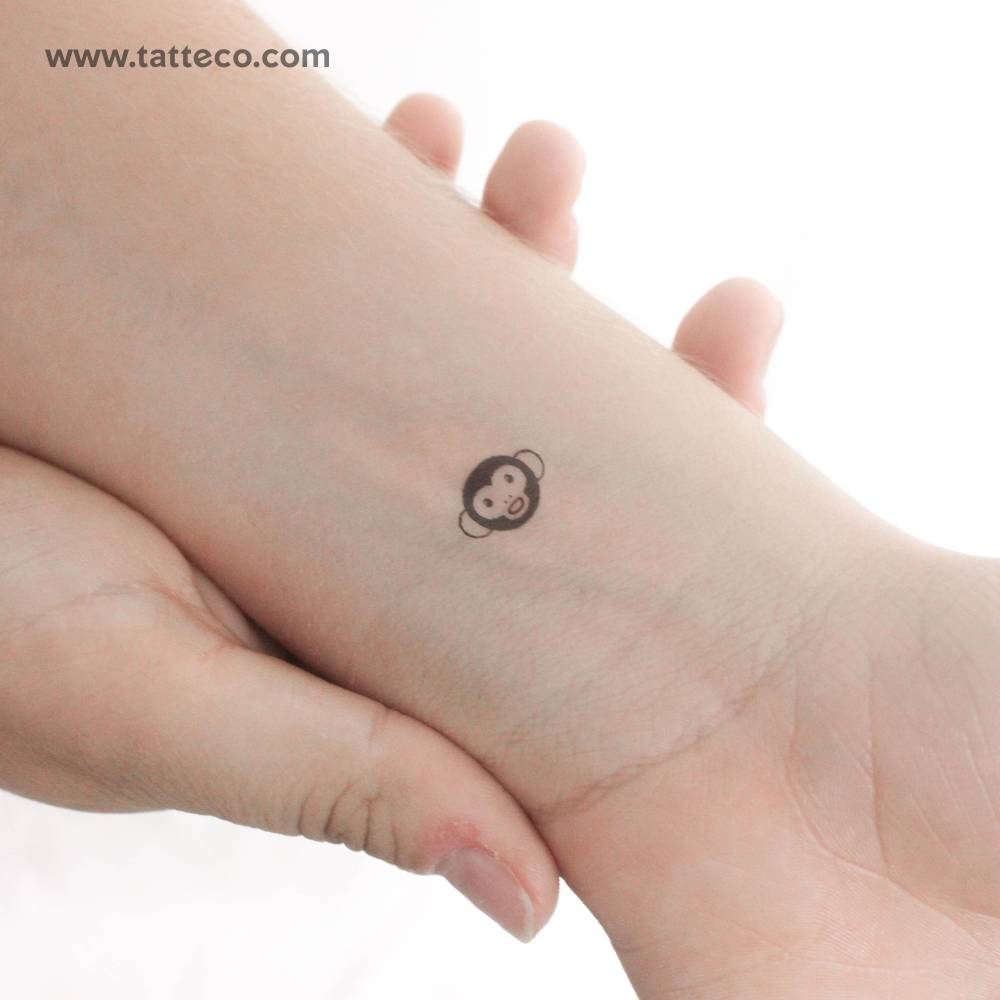 Tiny Monkey Face Temporary Tattoo