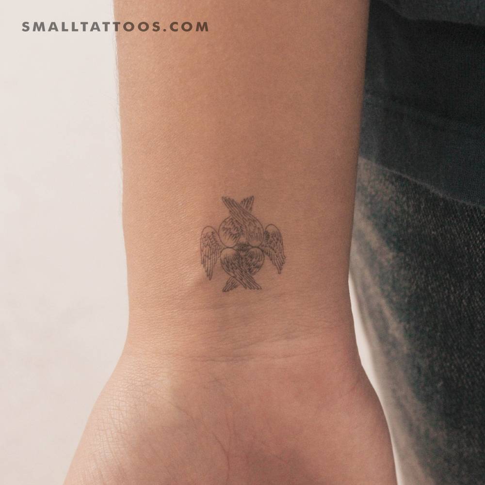 Seraphim temporary tattoo located on the wrist.