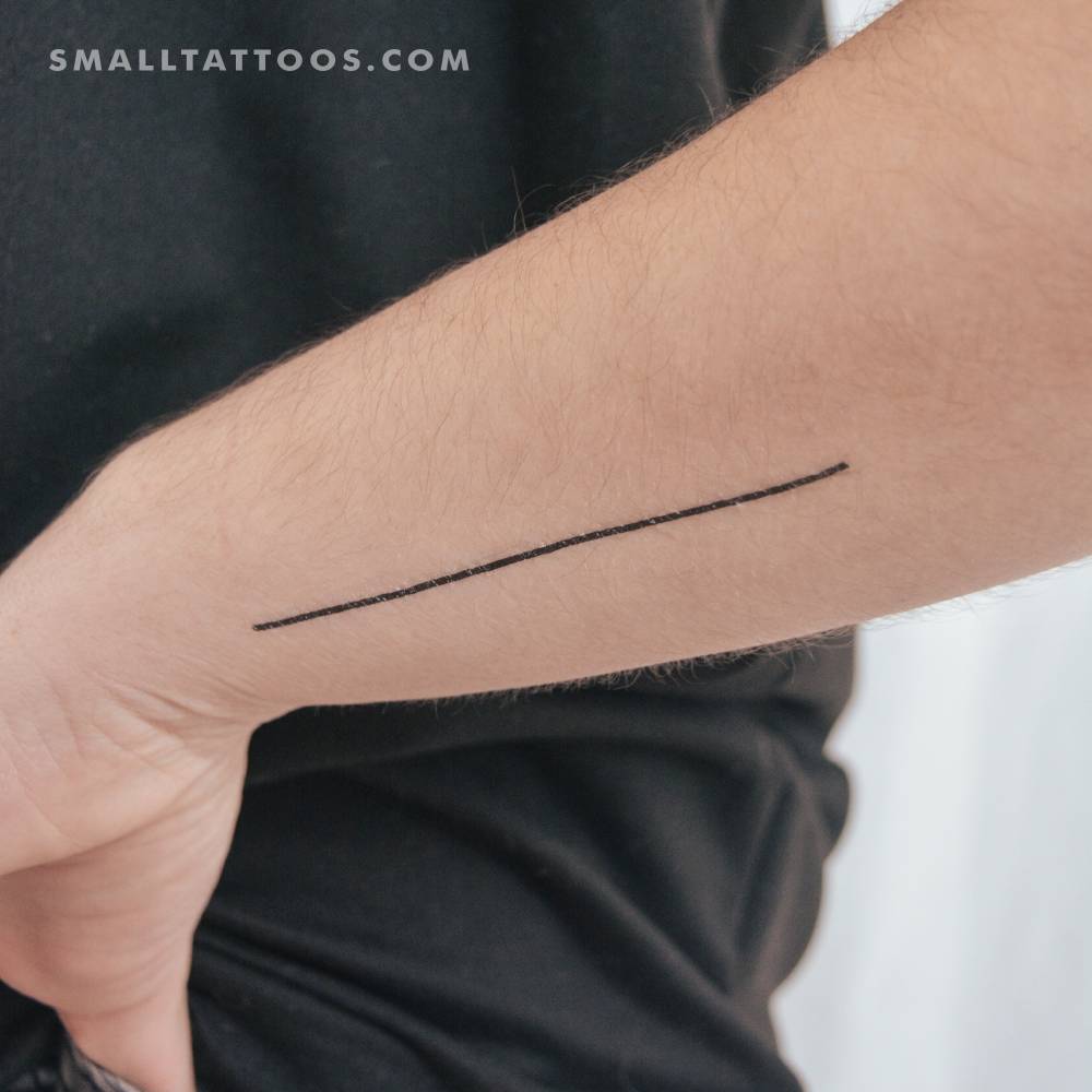 94mm line temporary tattoo located on the forearm.