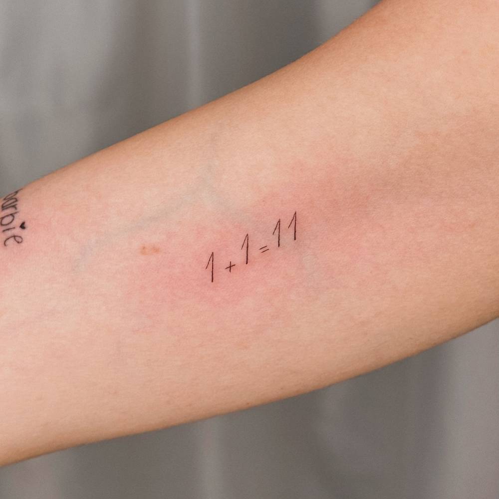 Equation tattoo located on the inner arm.