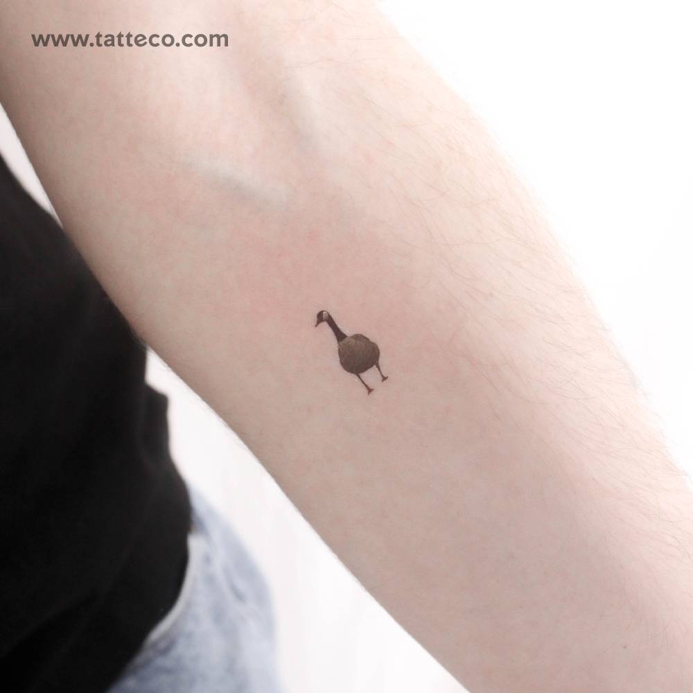 Goose temporary tattoo located on the inner forearm.