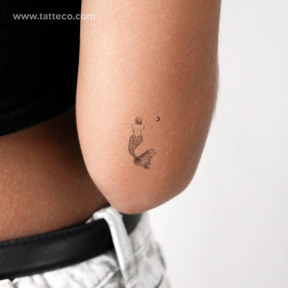 Mermaid And Moon Temporary Tattoo