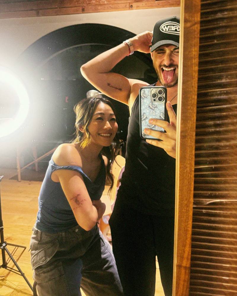 Matching "mon coeur" tattoo for Tomer Capone and Karen Fukuhara.