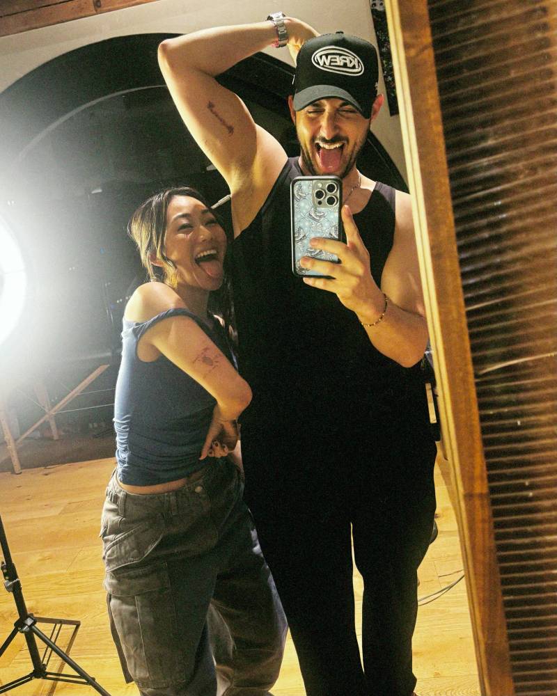 Matching "mon coeur" tattoo for Tomer Capone and Karen Fukuhara.