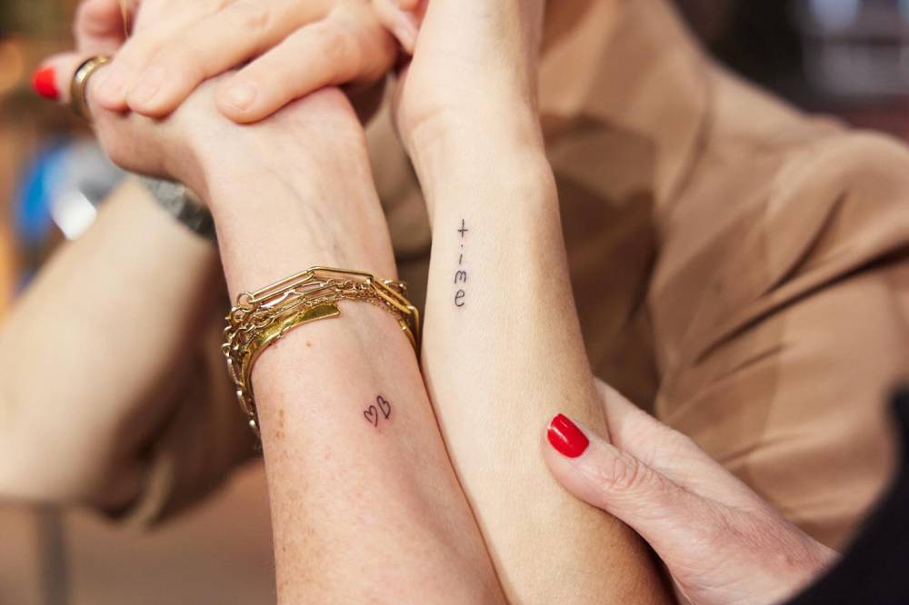 Heart and letter "B" and word "time" tattooed for Savannah Guthrie and Drew Barrymore.