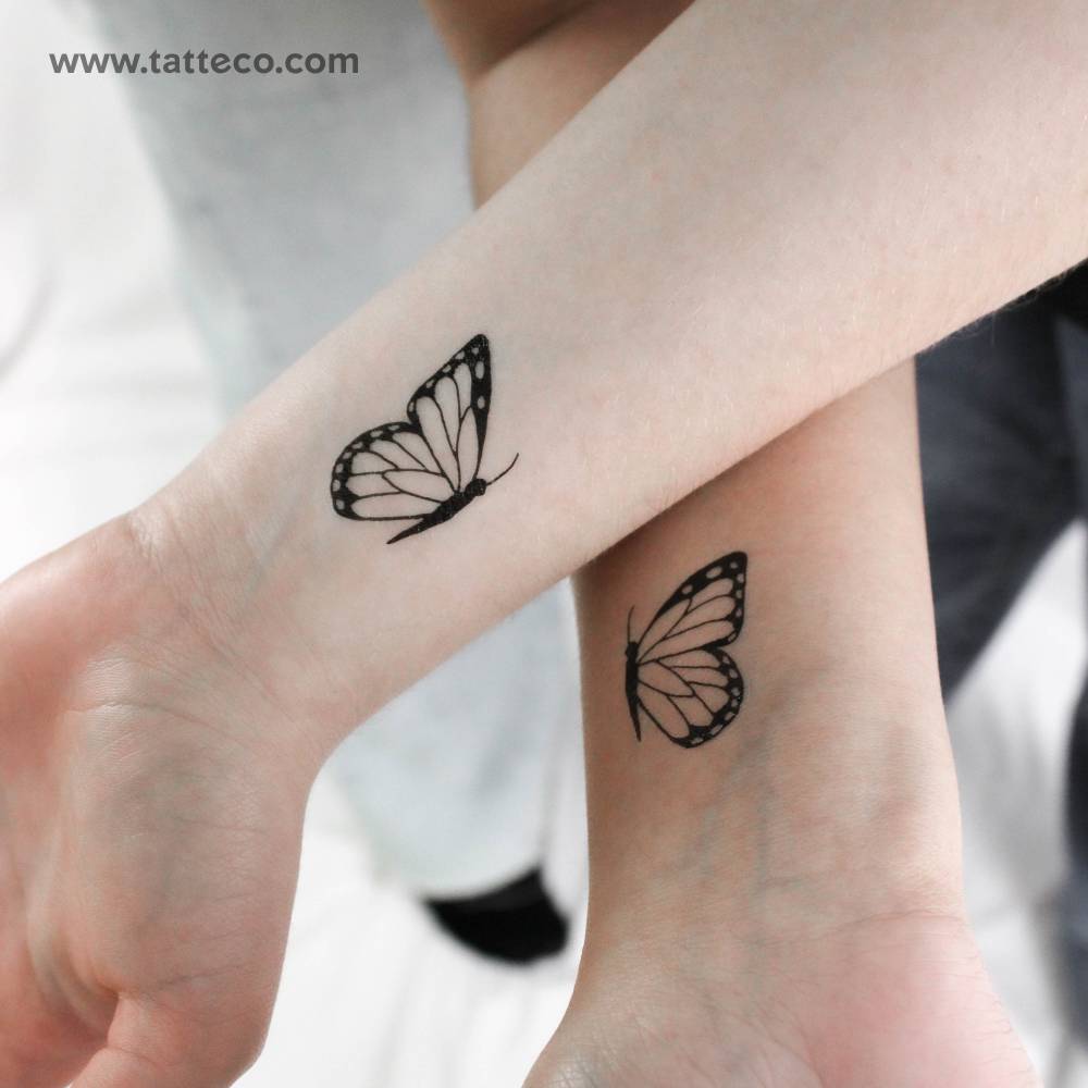 Matching half butterfly temporary tattoo for best friends.