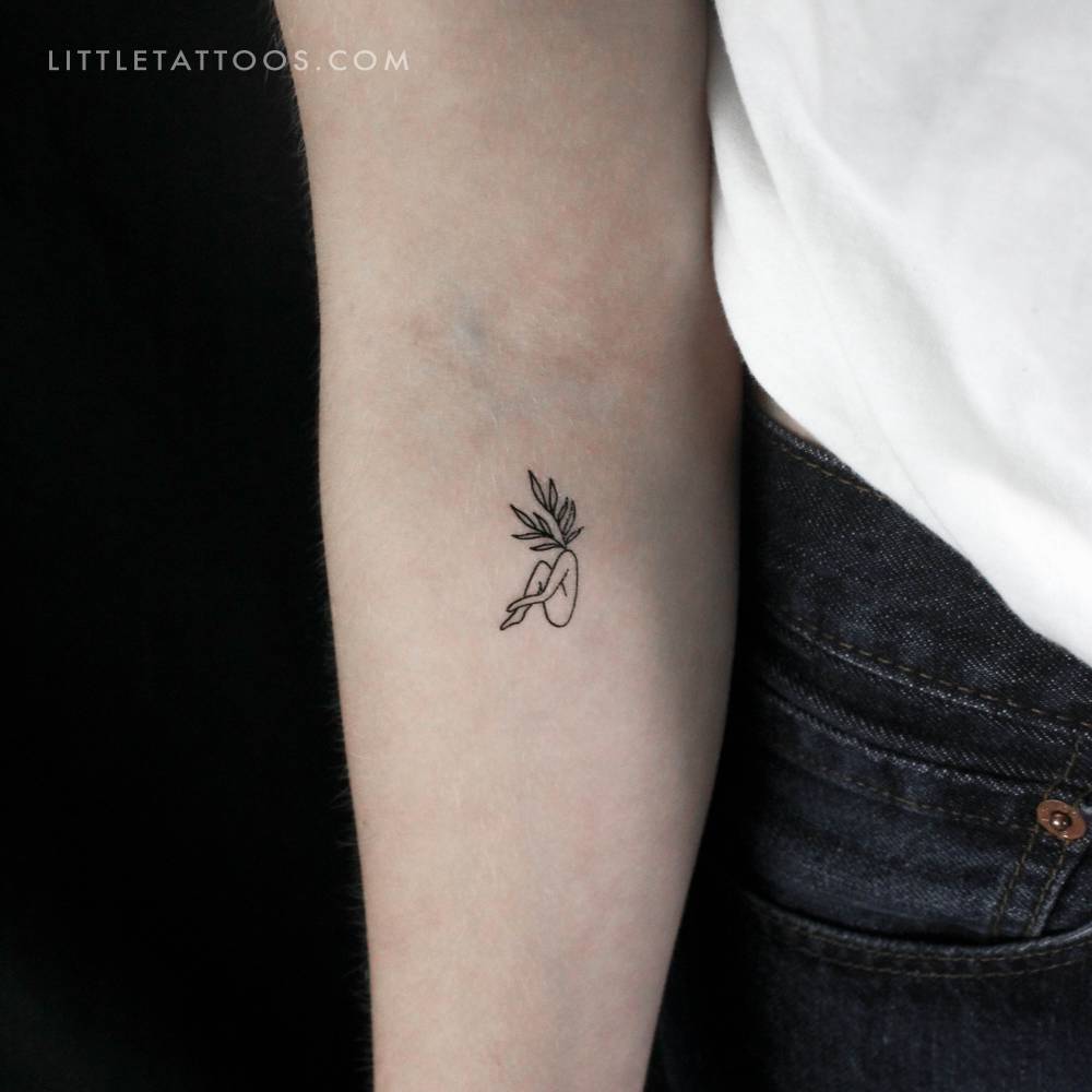 Leaf head woman temporary tattoo by Tukoi.