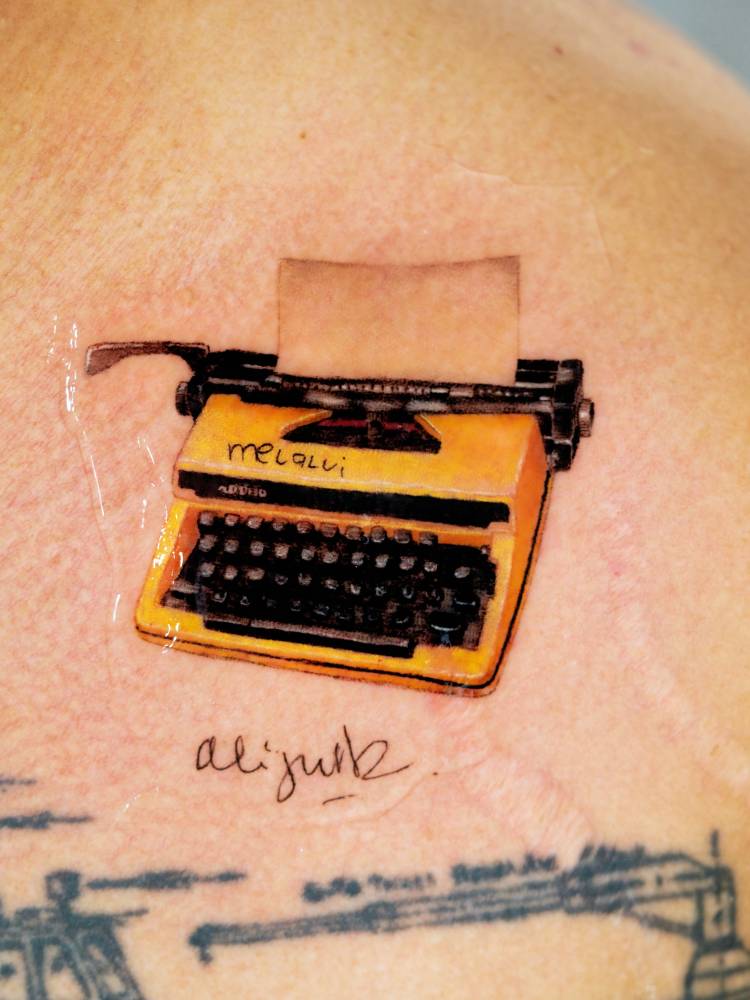 His mother’s typewriter.