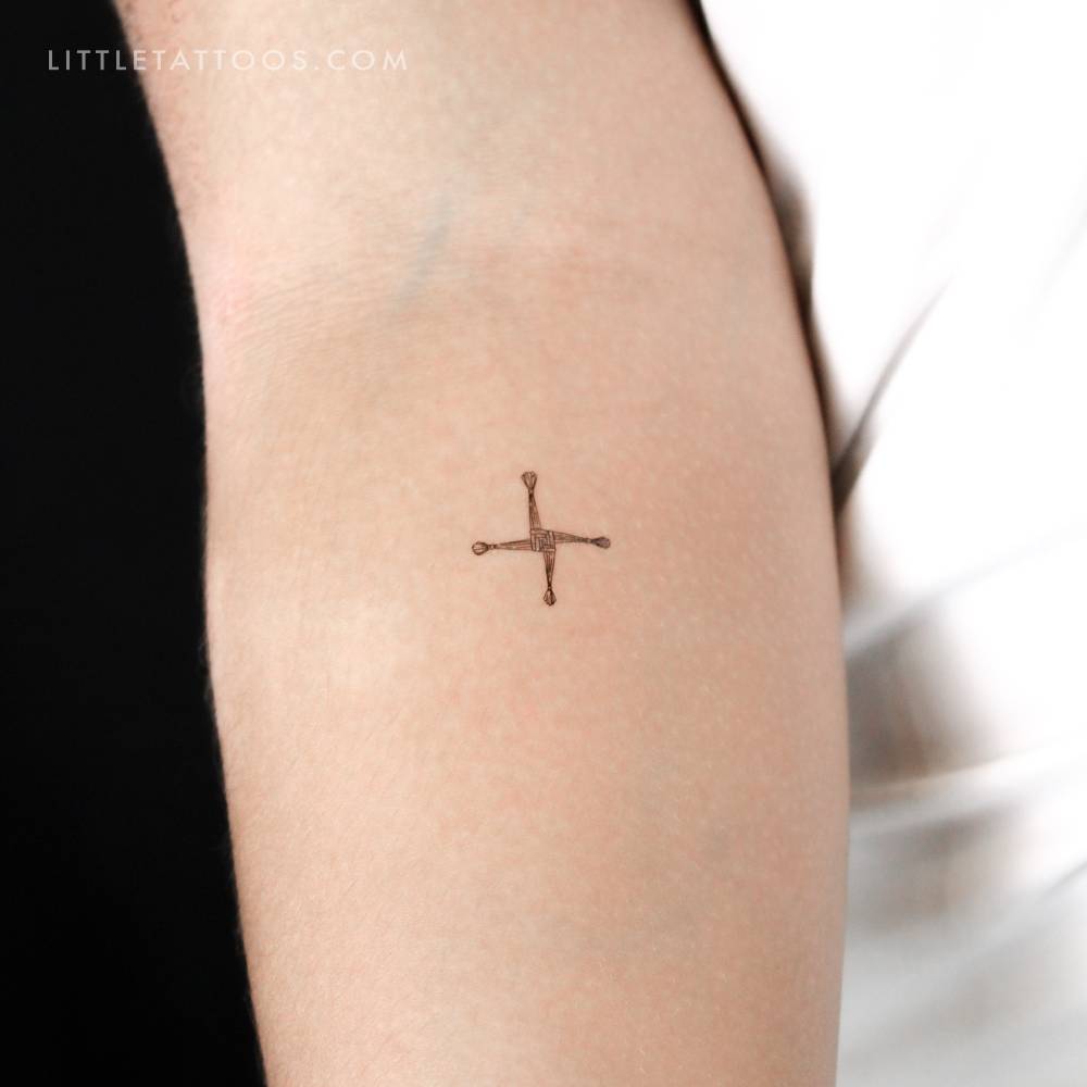 Brigid's Cross temporary tattoo located on the inner forearm.
