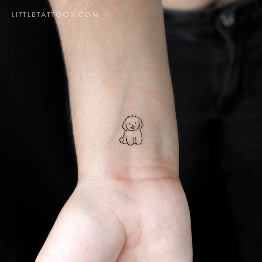 Maltipoo temporary tattoo in minimalistic style.