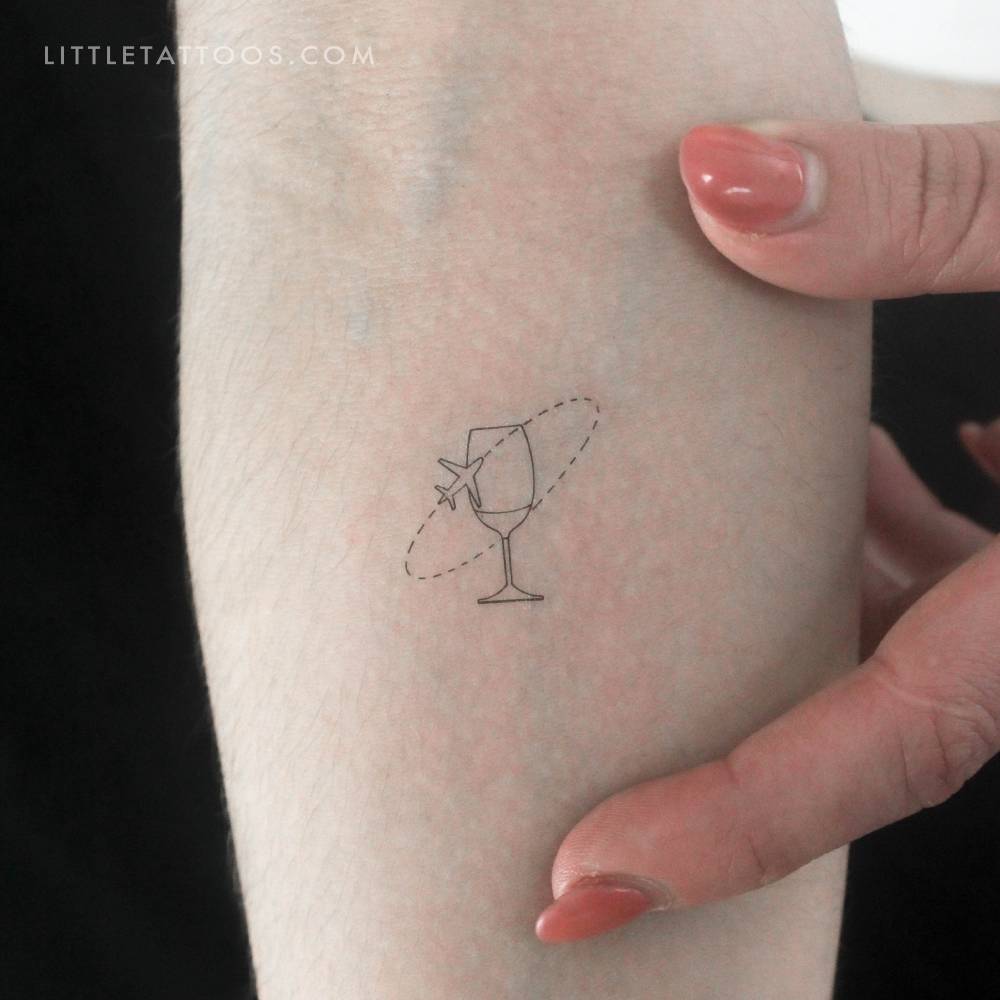 Small wine traveller by Cagri Durmaz temporary tattoo.
