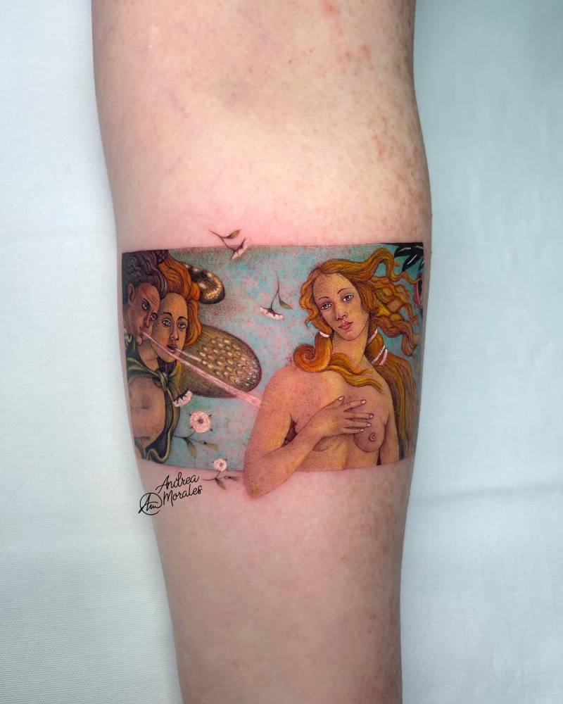 Botticelli's Venus tattooed on the inner forearm.