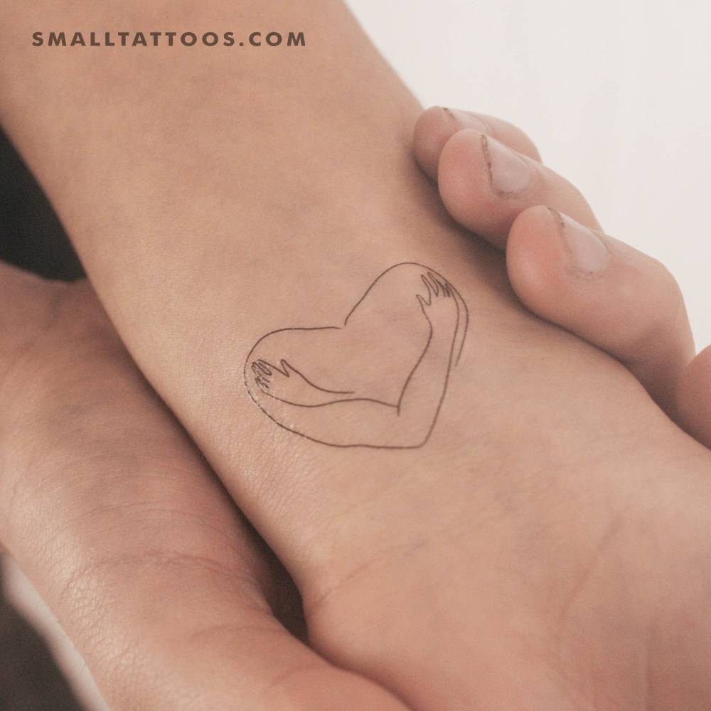 Self-love temporary tattoo in fine line style.