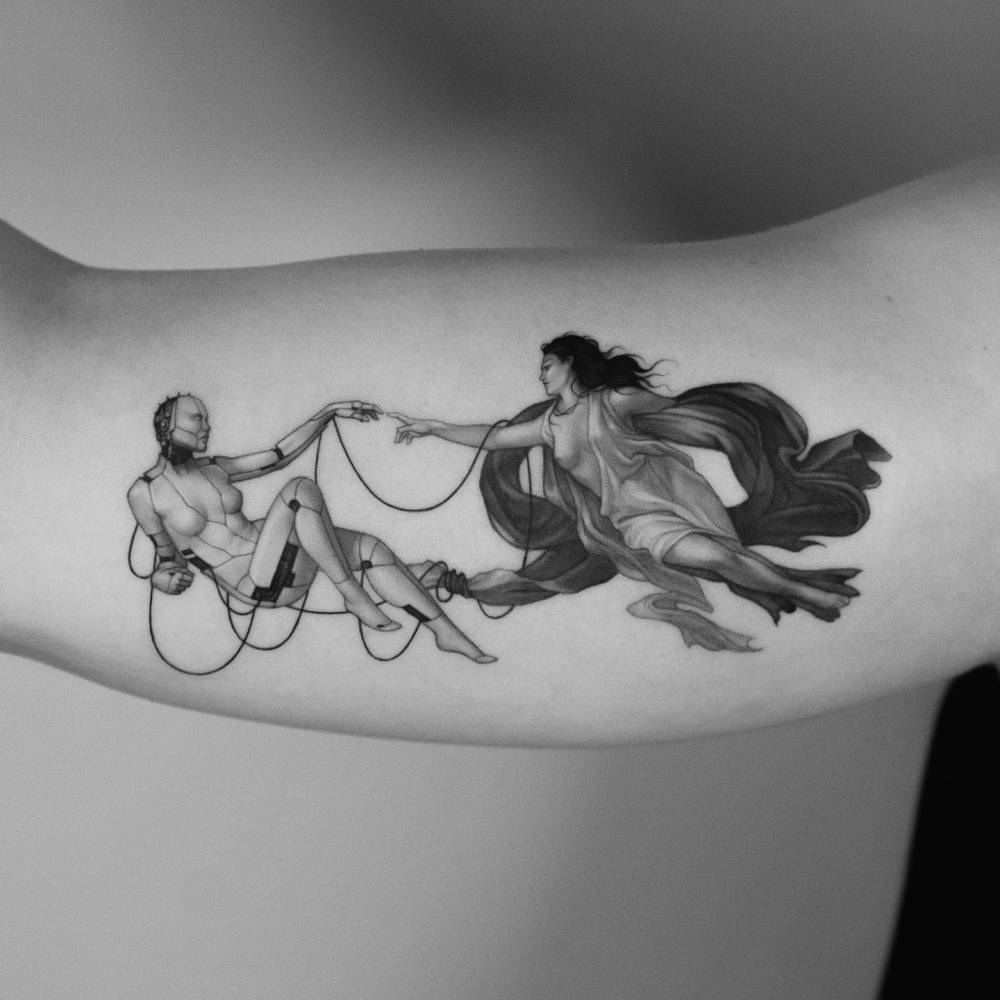 A different take on Michelangelo's 'The Creation of Adam'.
