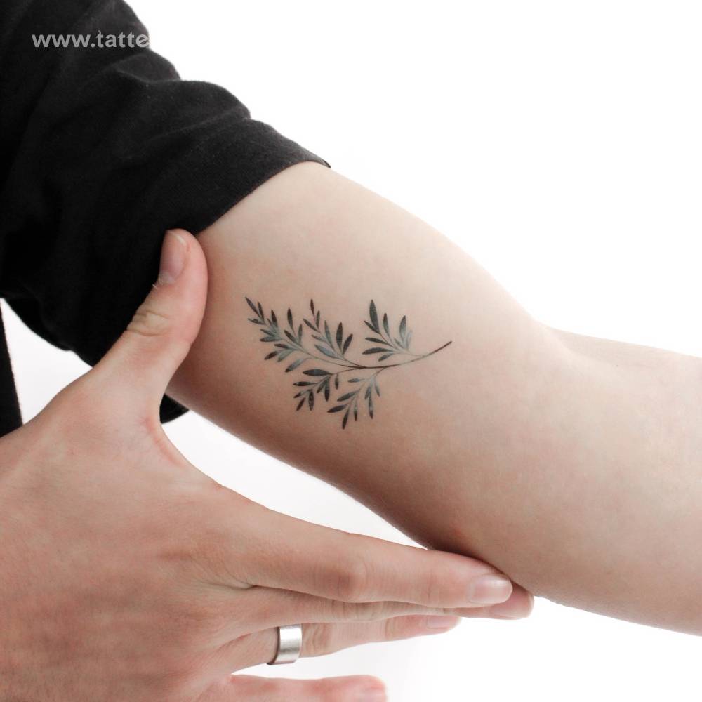 Green leaves by Ann Lilya temporary tattoo.