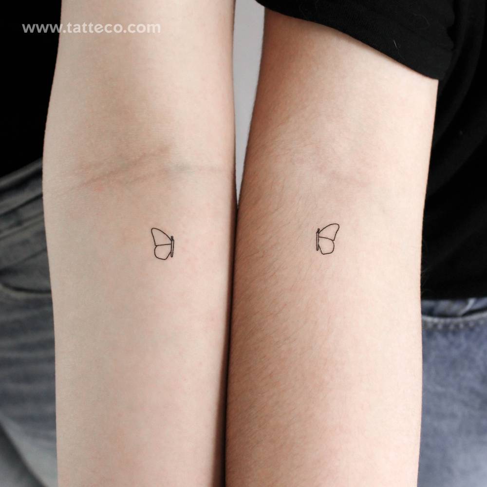 Matching half butterfly temporary tattoo for best friends.