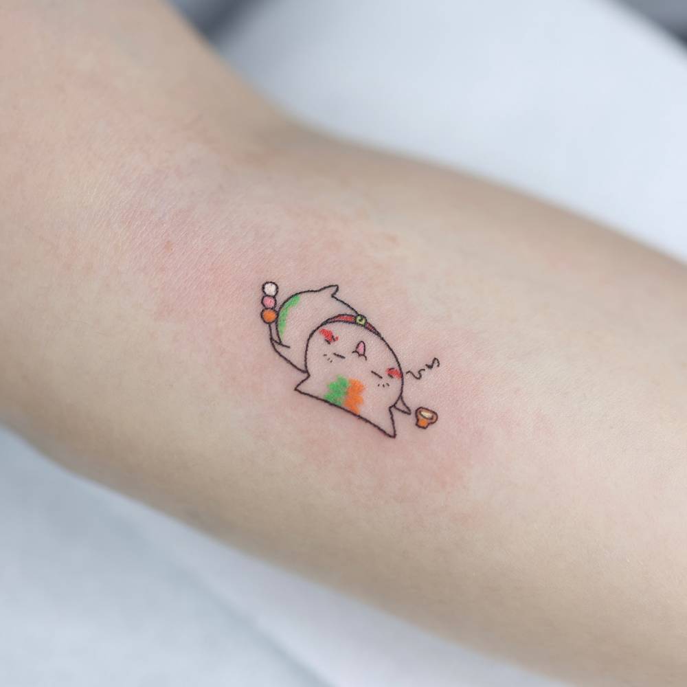Cat from Natsume's Book of Friends tattooed on the inner forearm.