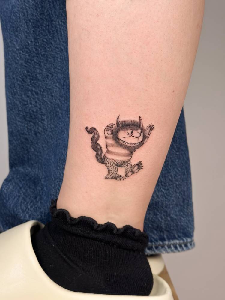 Max from 'Where the Wild Things Are' tattooed on the ankle.