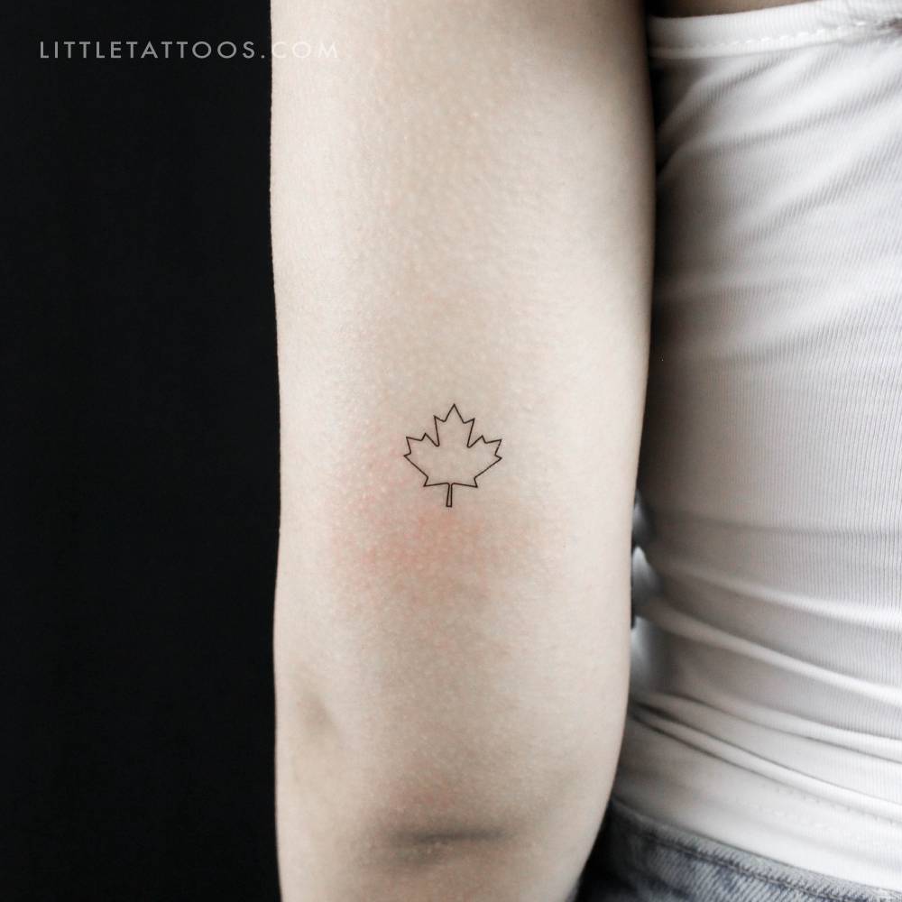 Canada maple leaf temporary tattoo located on the tricep.