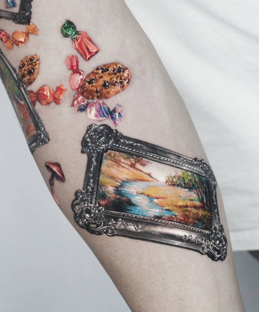 This piece was inspired by the client’s grandmother’s paintings and her grandfather, known as ‘Candyman.