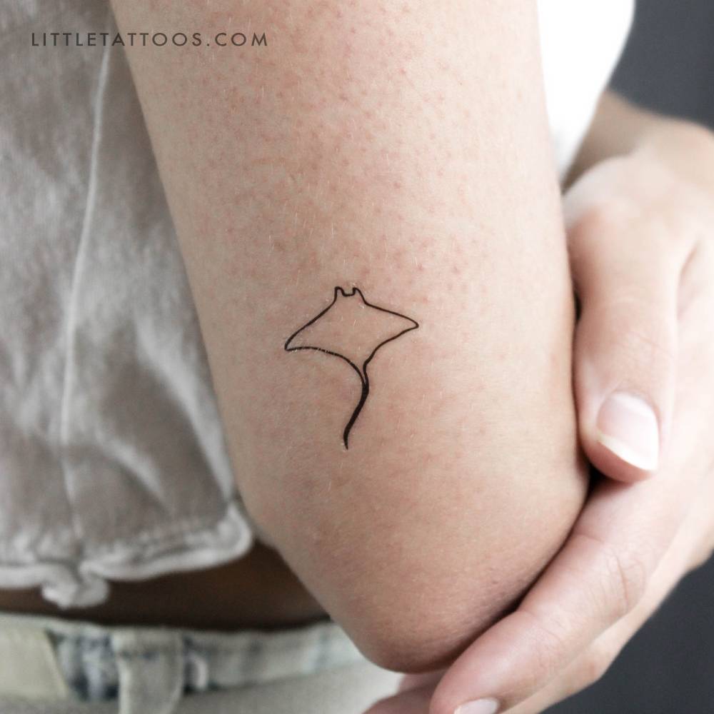 Manta ray in minimalist style temporary tattoo.