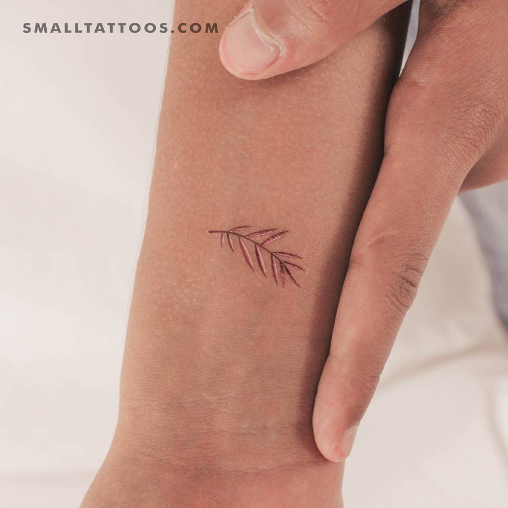 Pink leaves by Ann Lilya temporary tattoo.