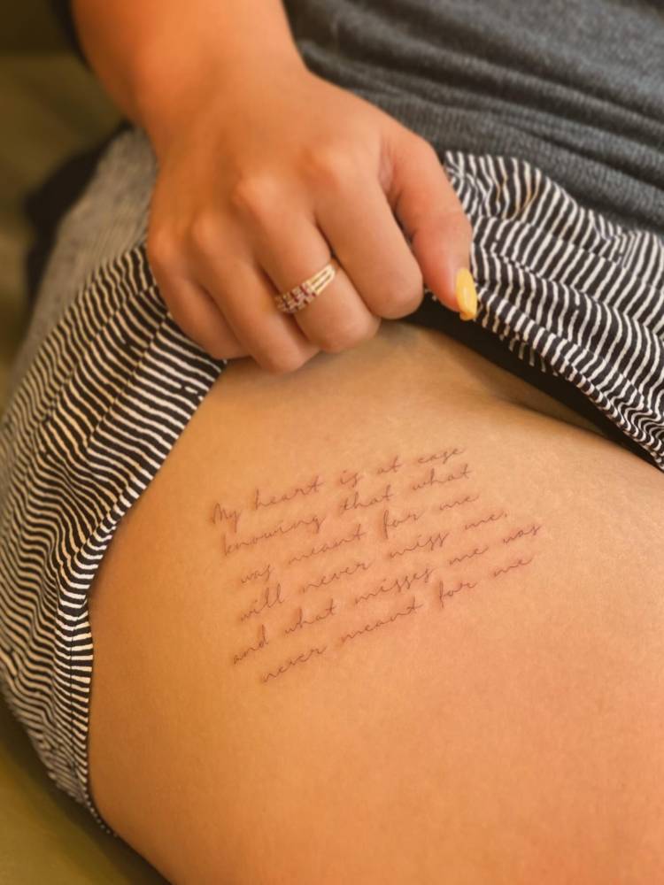 "My heart is at ease knowing that what was meant for me will never miss me, and what misses me was never meant for me".