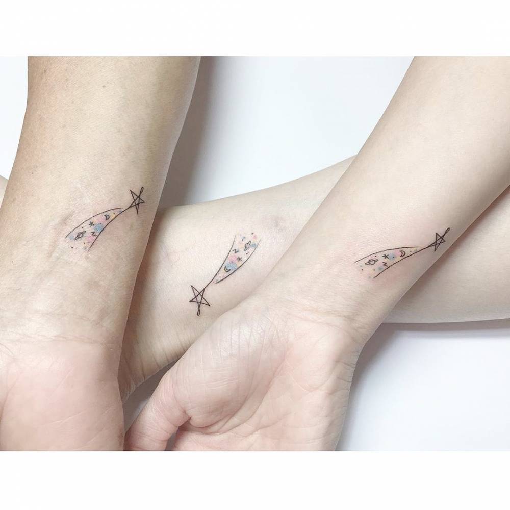 Matching shooting star tattoo for best friends.