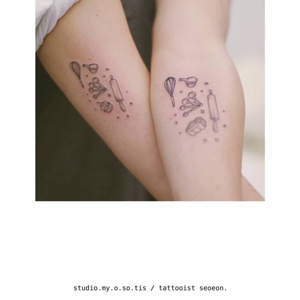 Matching kitchenware tattoo for best friends.