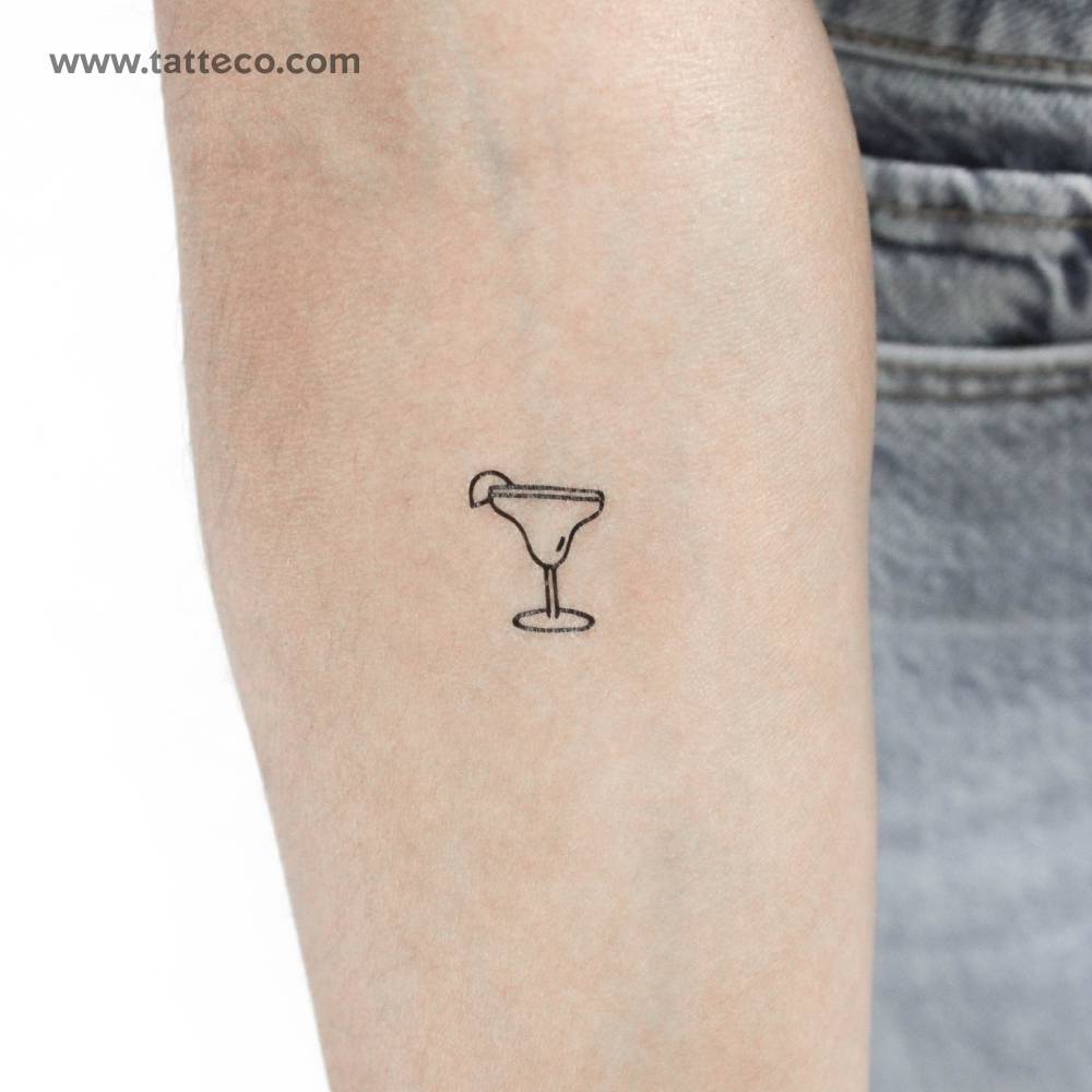 Margarita cocktail temporary tattoo located on the inner forearm.