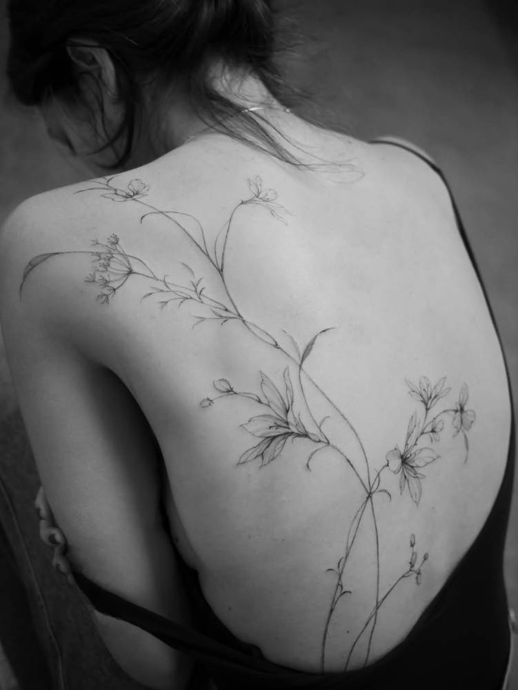 Wildflowers botanical back composition.