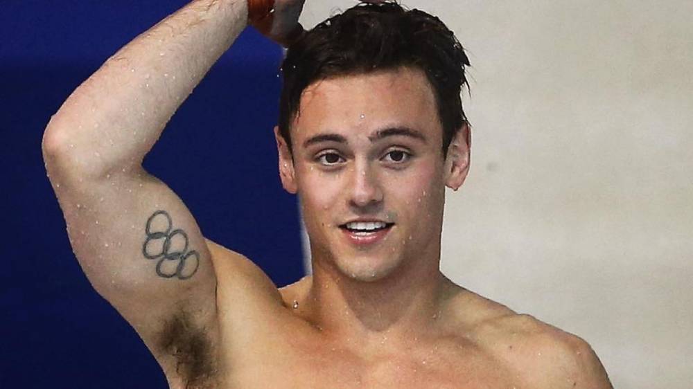 Tom Daley's Olympic rings tattoo.