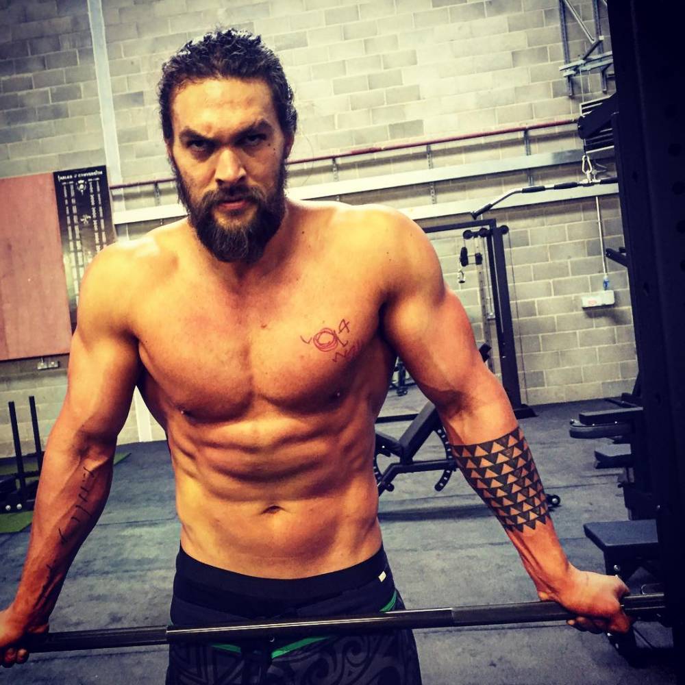 Triangles tattoo located on Jason Momoa's forearm.